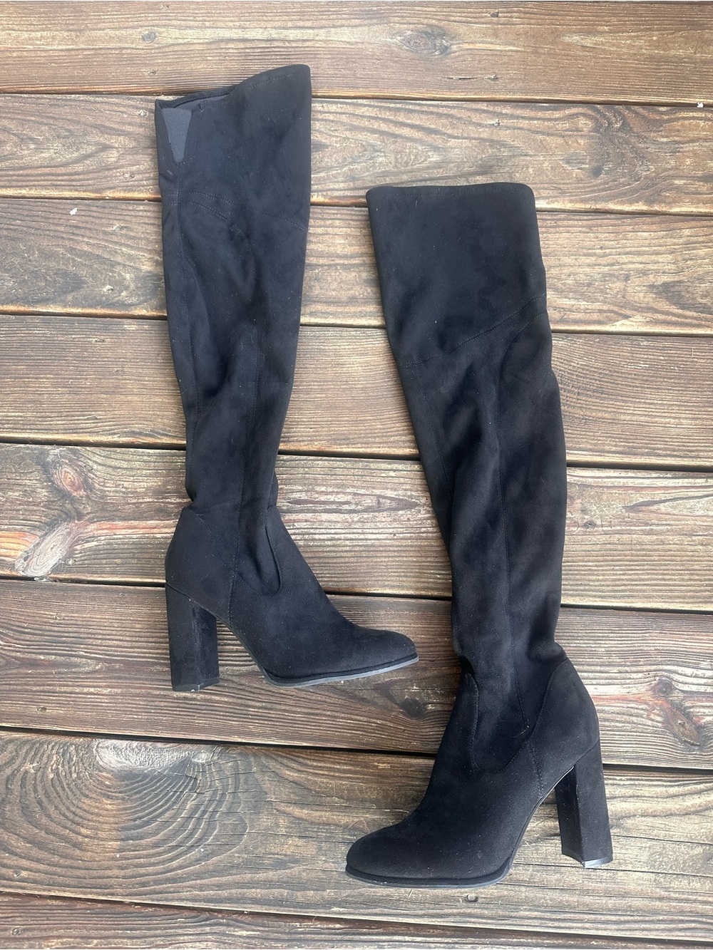 Marc Fisher Black Over-The-Knee Block Heel Boots